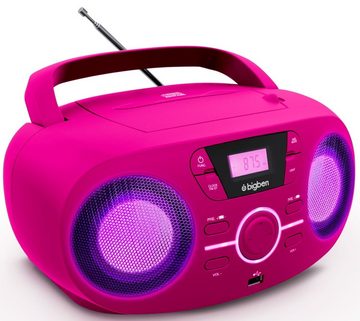 BigBen tragbarer CD Player CD61 pink USB MP3 FM Radio AUX-IN AU363180 CD-Player