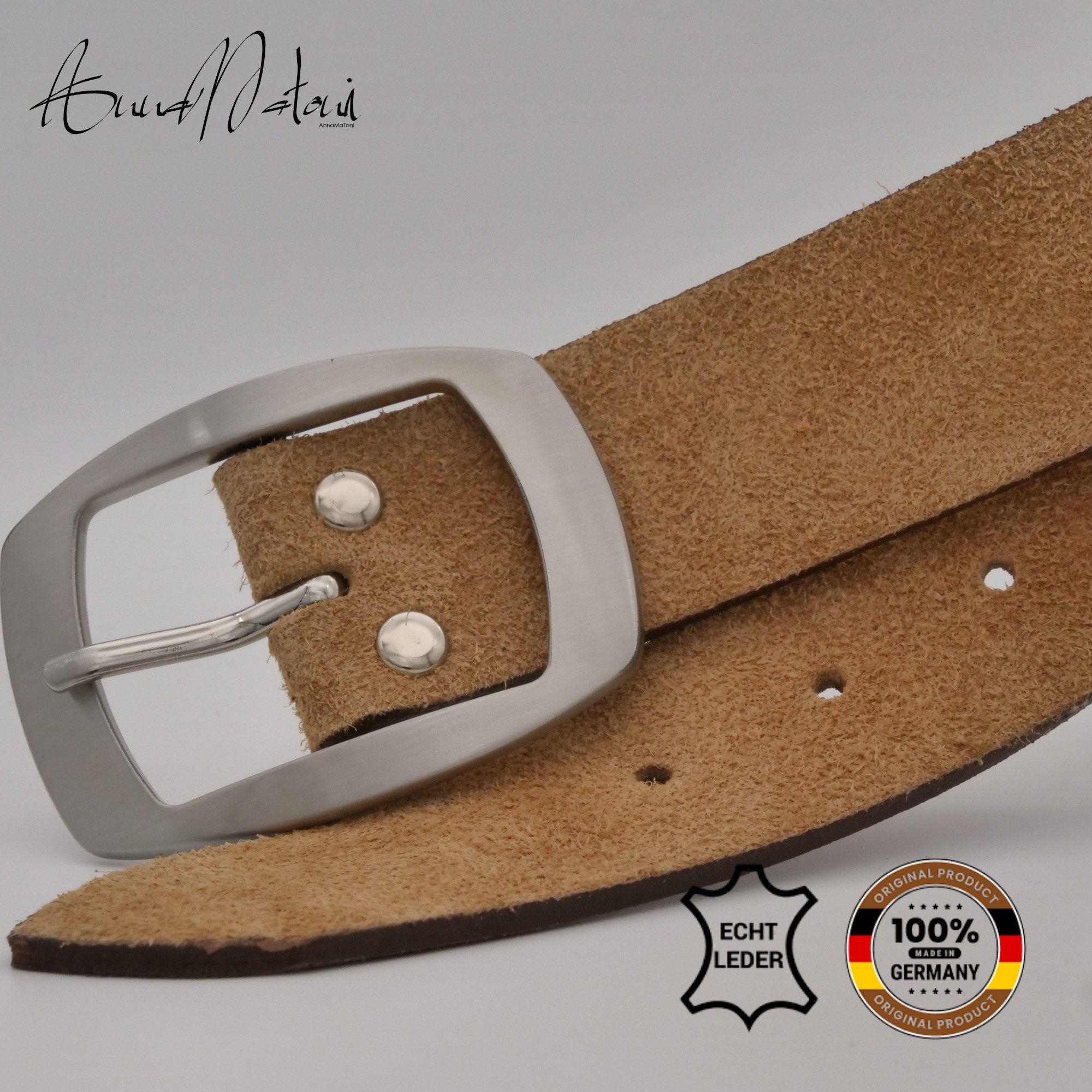 AnnaMatoni Ledergürtel AnnaMatoni Damen Ledergürtel in hochwertigem Velour Leder 4cm