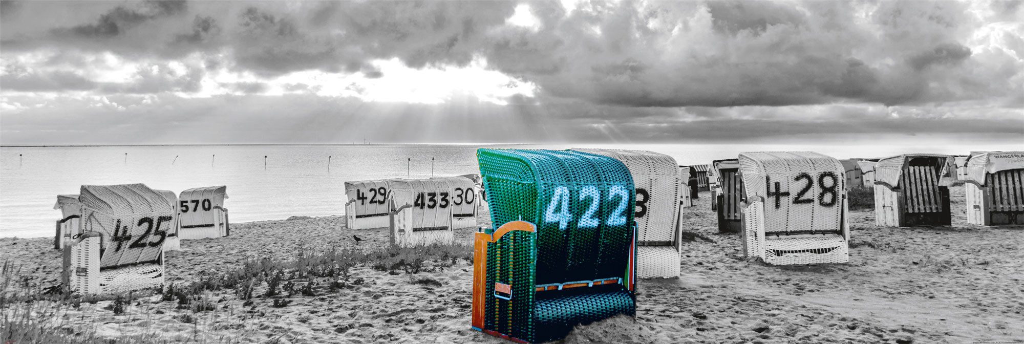 Poster Strände - Türposter - Nordsee Strandkörbe Colourlight