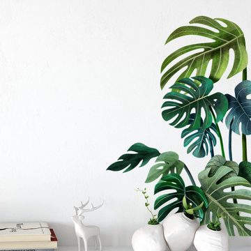 AUKUU Wandtattoo 30x90cm Große grüne Blattpflanze Wanddekoration, Schlafzimmer Wohnzimmer Hintergrund Wandaufkleber durchscheinende