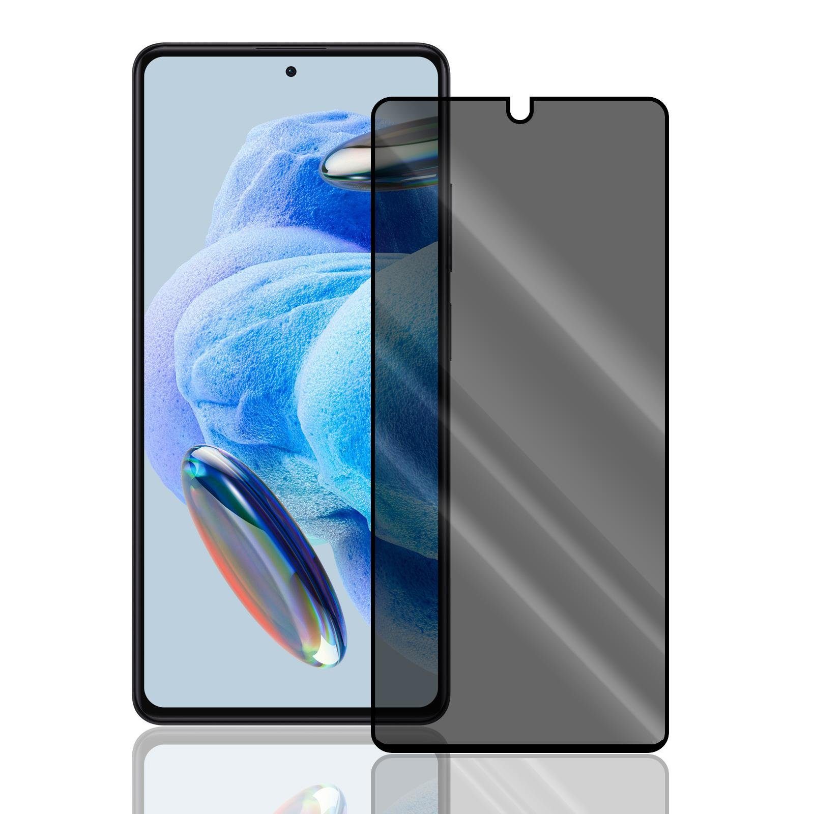 Numerva Schutzfolie Panzer Folie Echt Glas Folie für Xiaomi Redmi Note 12 4G, (1x Schutzfolie 2x Reinigungstücher), Anti Spy Schutzfolie Blickschutz Glasfolie Sichtschutzfolie