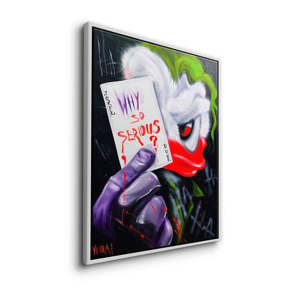 DOTCOMCANVAS® Leinwandbild, Leinwandbild Joker so Art Why mit Rahmen Rahmen Duck ohne serious by Viqa premium