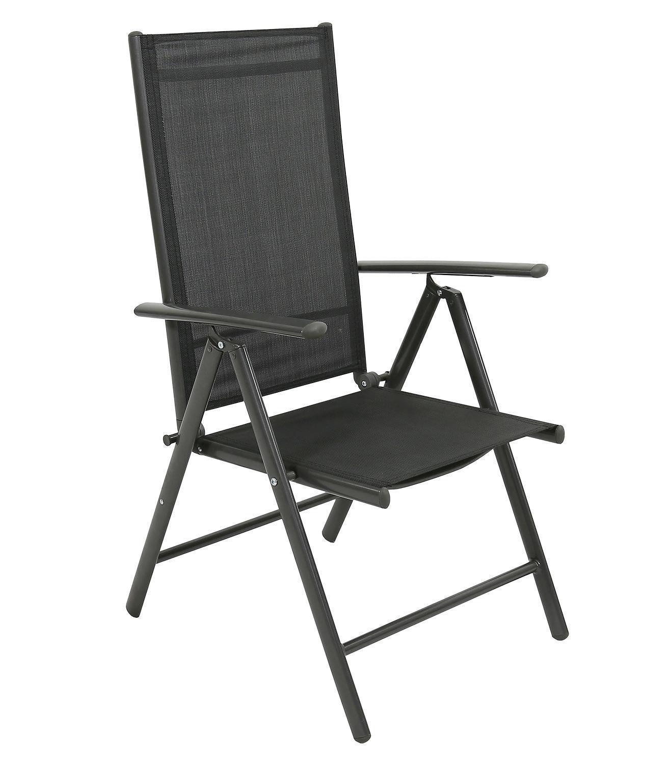 Outdoor Klappstuhl DALLAS, Anthrazit, Aluminium, Textilen, (1 St), Klappbar, Rücken verstellbar, B 56 x H 107 x T 67 cm