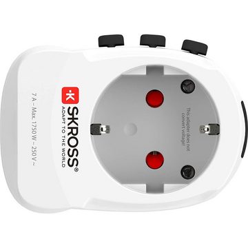 SKROSS "PRO Light USB" (A/C) Reiseadapter A, B, C, E, F, G, I, J, L, N zu B, E, F, G, I, 1 cm, World Weiß Universal-Reisestecker mit USB