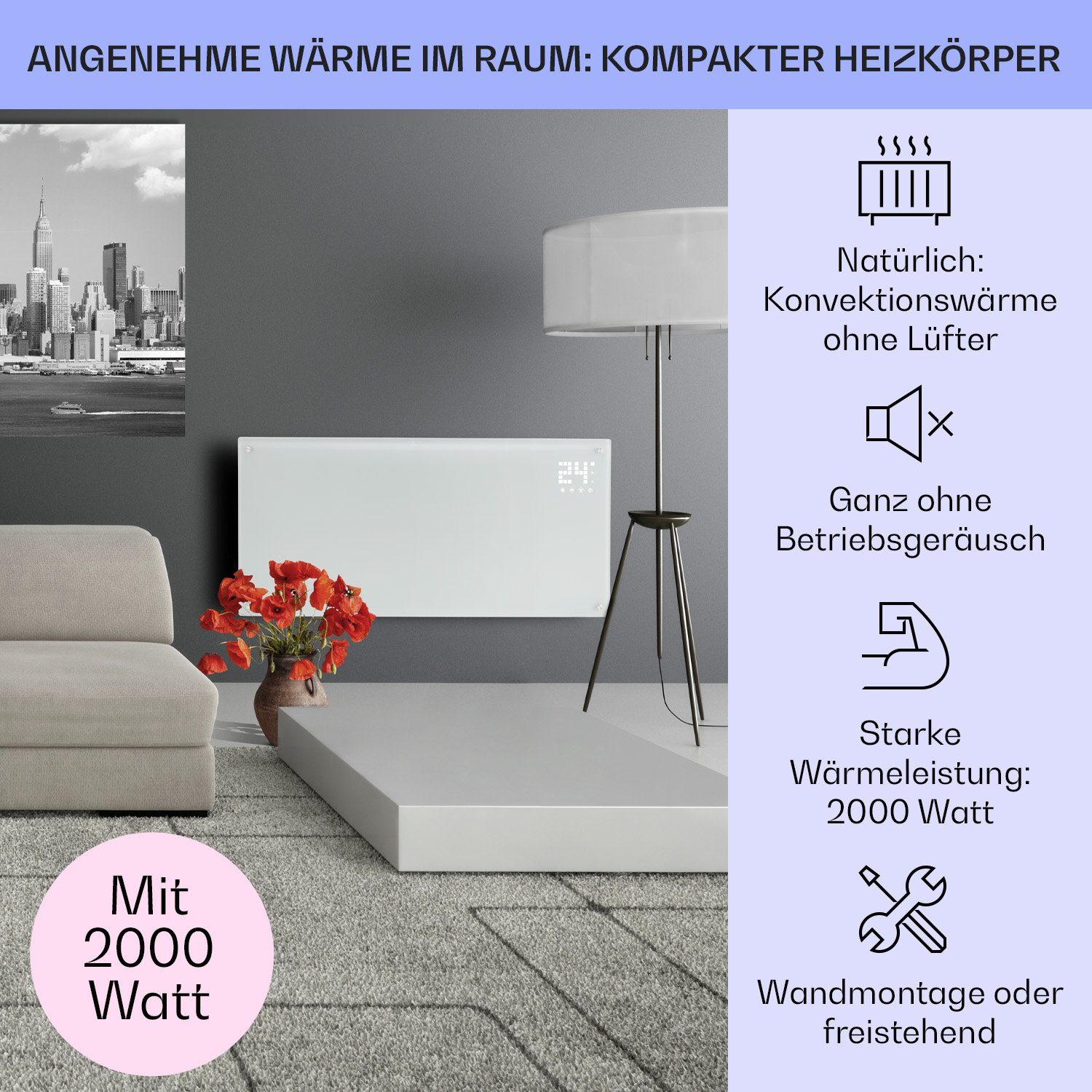 Klarstein Heizstrahler Bornholm Smart, 2000 W, günstig online kaufen