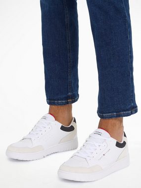 Tommy Hilfiger TH BASKET CORE LTH MIX ESS Sneaker mit Kontrastbesätzen, Freizeitschuh, Halbschuh, Schnürschuh