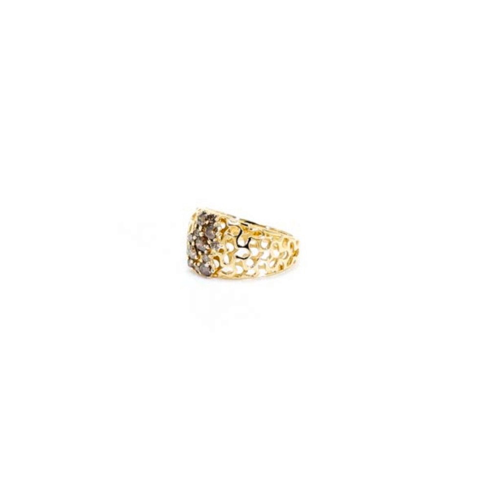 Cavill Diamantring Champagner-Diamant-Ring aus vergoldetem Silber (1-tlg)