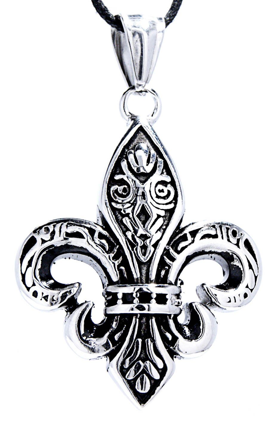 Kiss französische Fleur-de-Lis Kettenanhänger Lys Leather Fleur Edelstahl de Lilie of