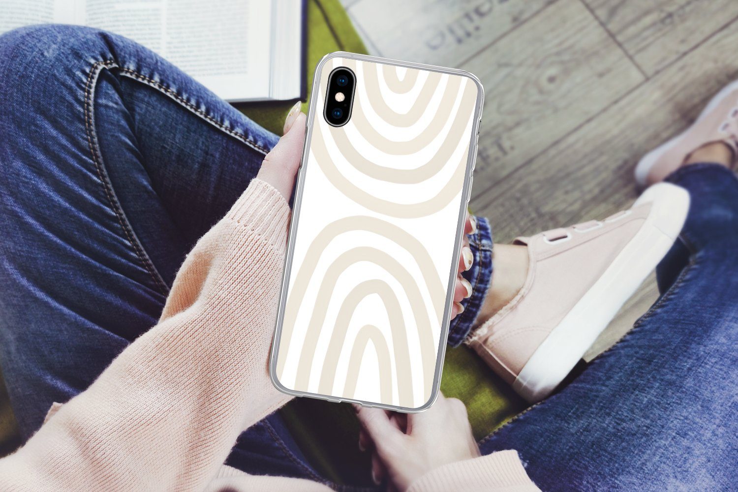MuchoWow Handyhülle für Apple iPhone XS Regenbogen - Pastell - Design - Abstrakt, Smartphone-Bumper, Print, Handy Schutzhülle Dünn