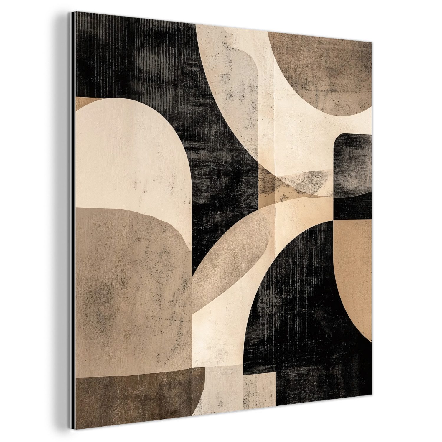 MuchoWow Metallbild Abstrakt - Formen - Modern - Beige, Inkl. Aufhängung, A günstig online kaufen