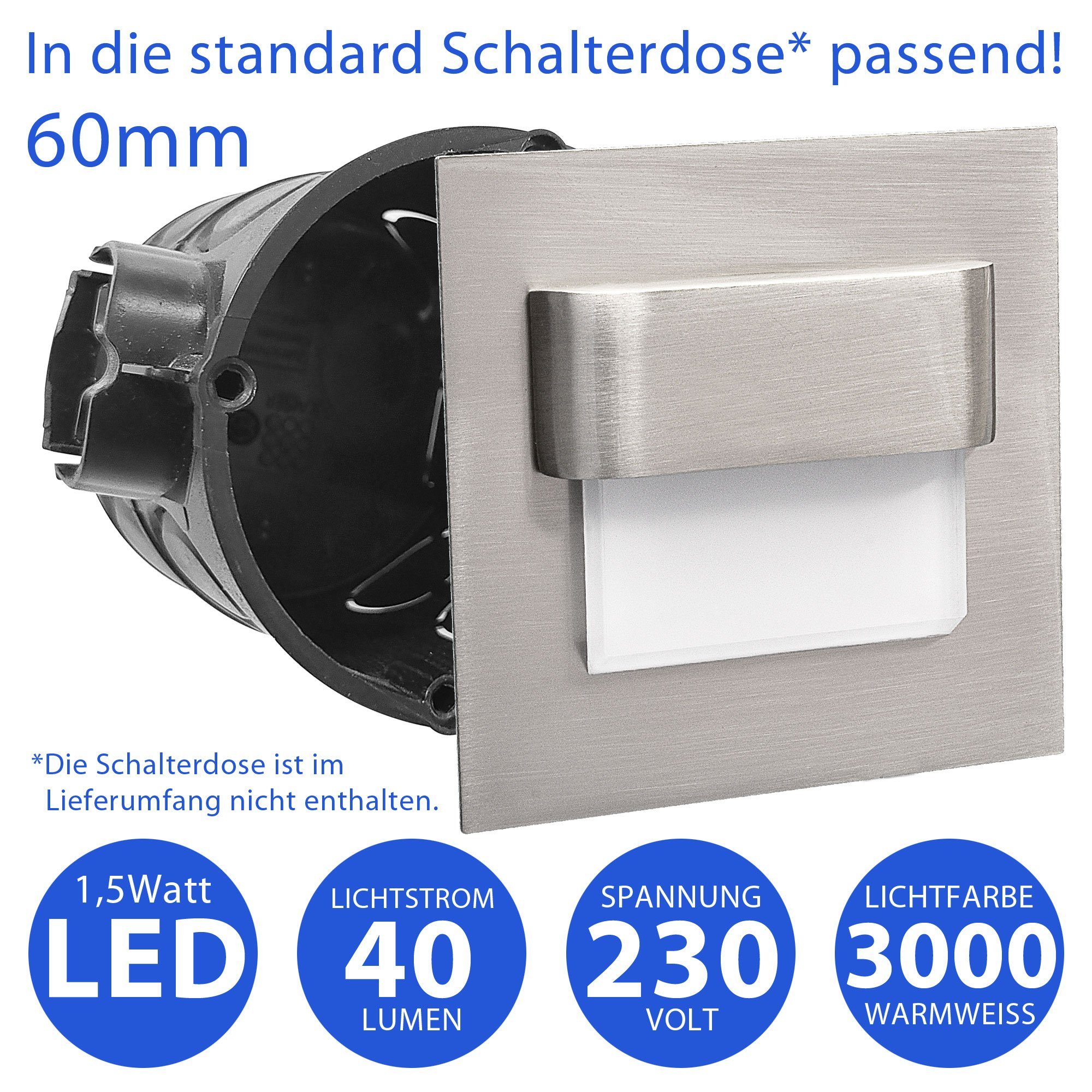 Maxkomfort LED Wandstrahler 6101-6102, LED fest integriert, 3000K, Warmweiß, Treppenbeleuchtung