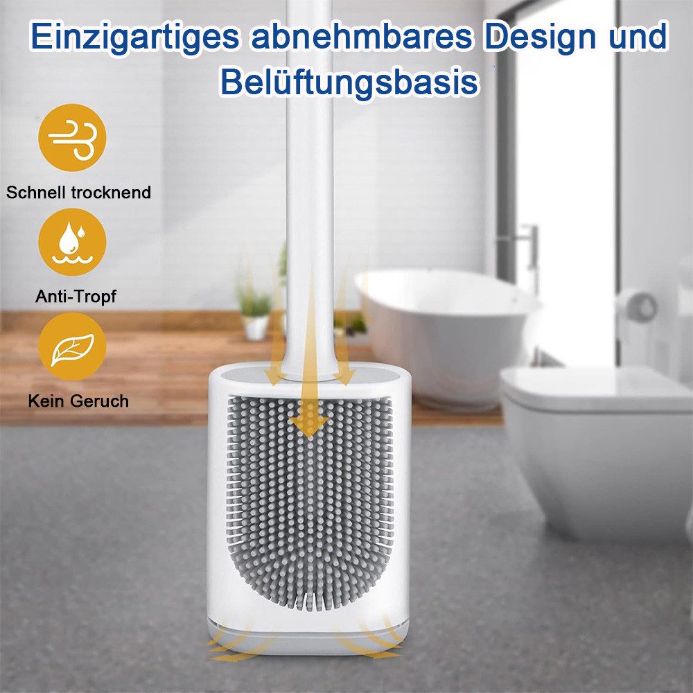 TUWENA Badaccessoire-Set Silikon-Toilettenbürste und Halter, biegsam, effiziente Reinigung, set, Modulares Design, einfache Installation, flexible Handhabung – Bild 4 von 5