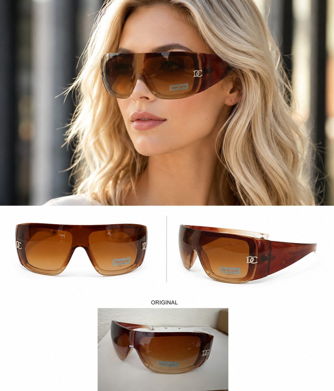 DanCarol Sonnenbrille Sonnenbrille für Damen, DC-208- Für Große FASSUNG