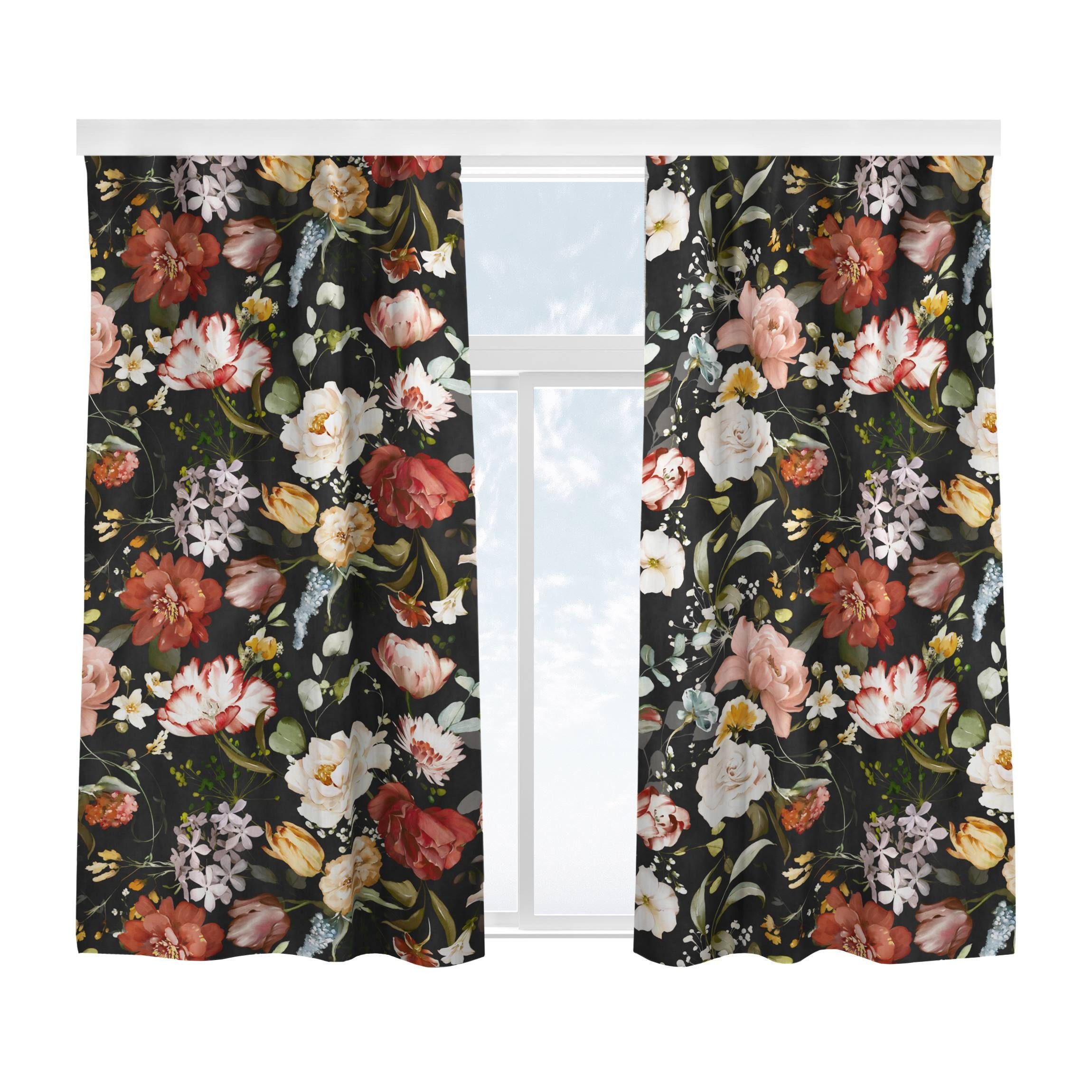 Bilderdepot24 Vorhang Gardine Natur Kunst Blumen Aquarell Vintage Muster Sc günstig online kaufen