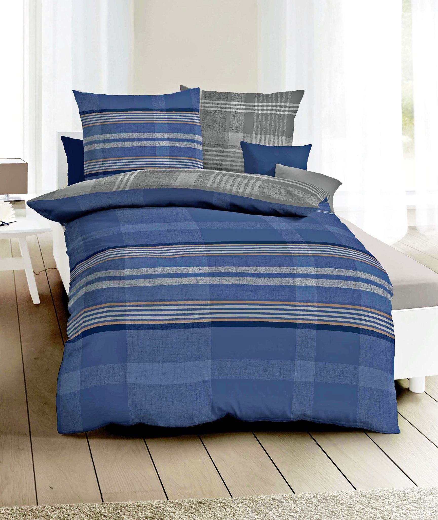 JACK Wendebettwäsche JACK by Kaeppel Fein Biber Wende Bettwäsche 2 tlg. Beyond Blau Grau, Biber, 2 teilig, Kuschelbettwäsche für besonders romantische Stunden