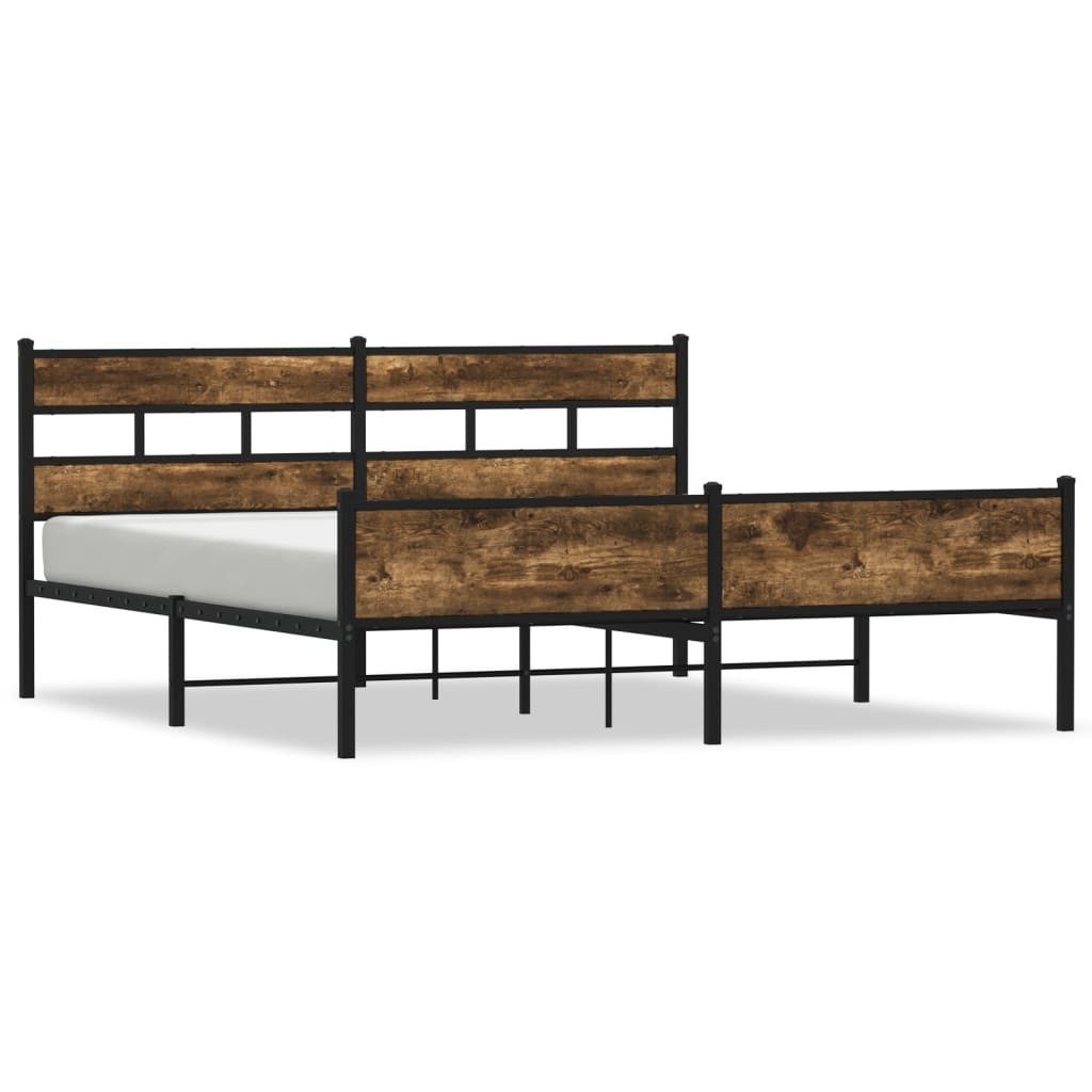 vidaXL Bett Metallbett ohne Matratze Räuchereiche günstig online kaufen