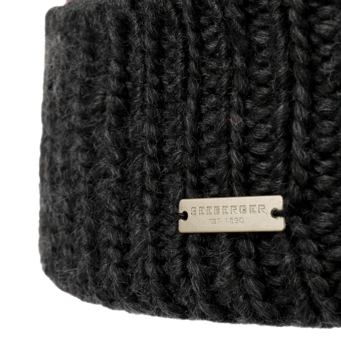 Seeberger Beanie (1-St) Strickmütze mit Umschlag anthrazit