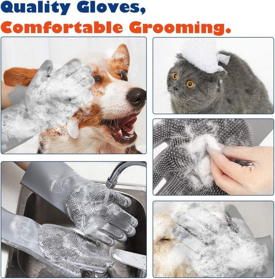 Thumbnail - LuxusKollektion Schutzkragen Haustier Fellpflege Handschuhe Silikon Bürsten Hitzebeständige