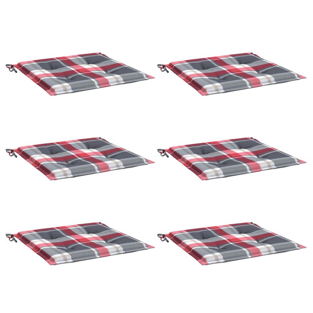 vidaXL Sitzauflage Gartenstuhl-Kissen 6Stk. Rot Karomuster günstig online kaufen