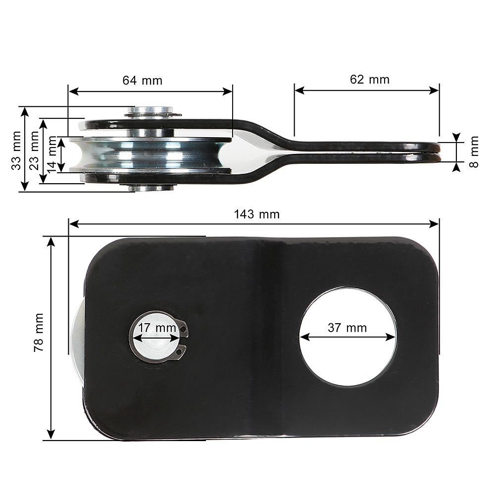 Feel2Home Umlenkrolle Umlenkrolle Seilwinde Seilzug 4 oder 10 Tonnen Schwarz Seilrolle, Schwerlast Solid Stahl