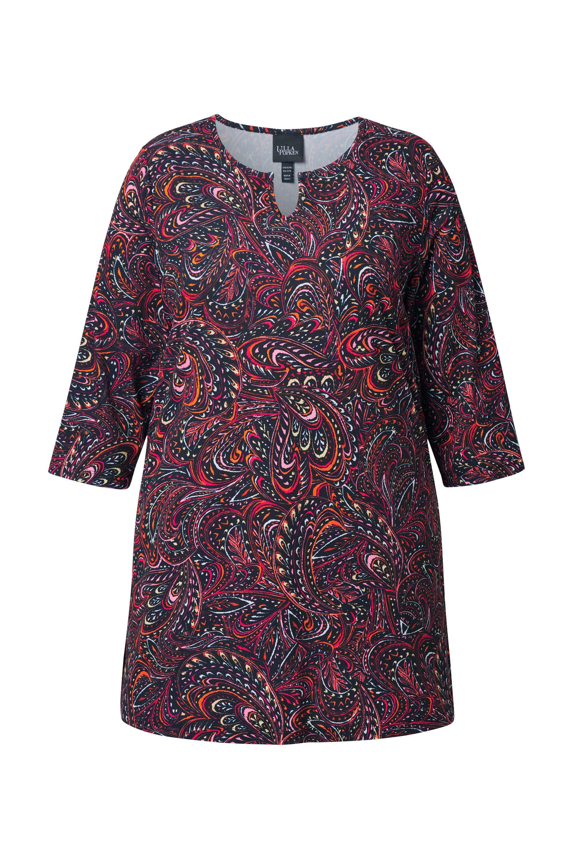 Ulla Popken Longshirt Longshirt Paisley A-Linie Tunika-Ausschnitt günstig online kaufen