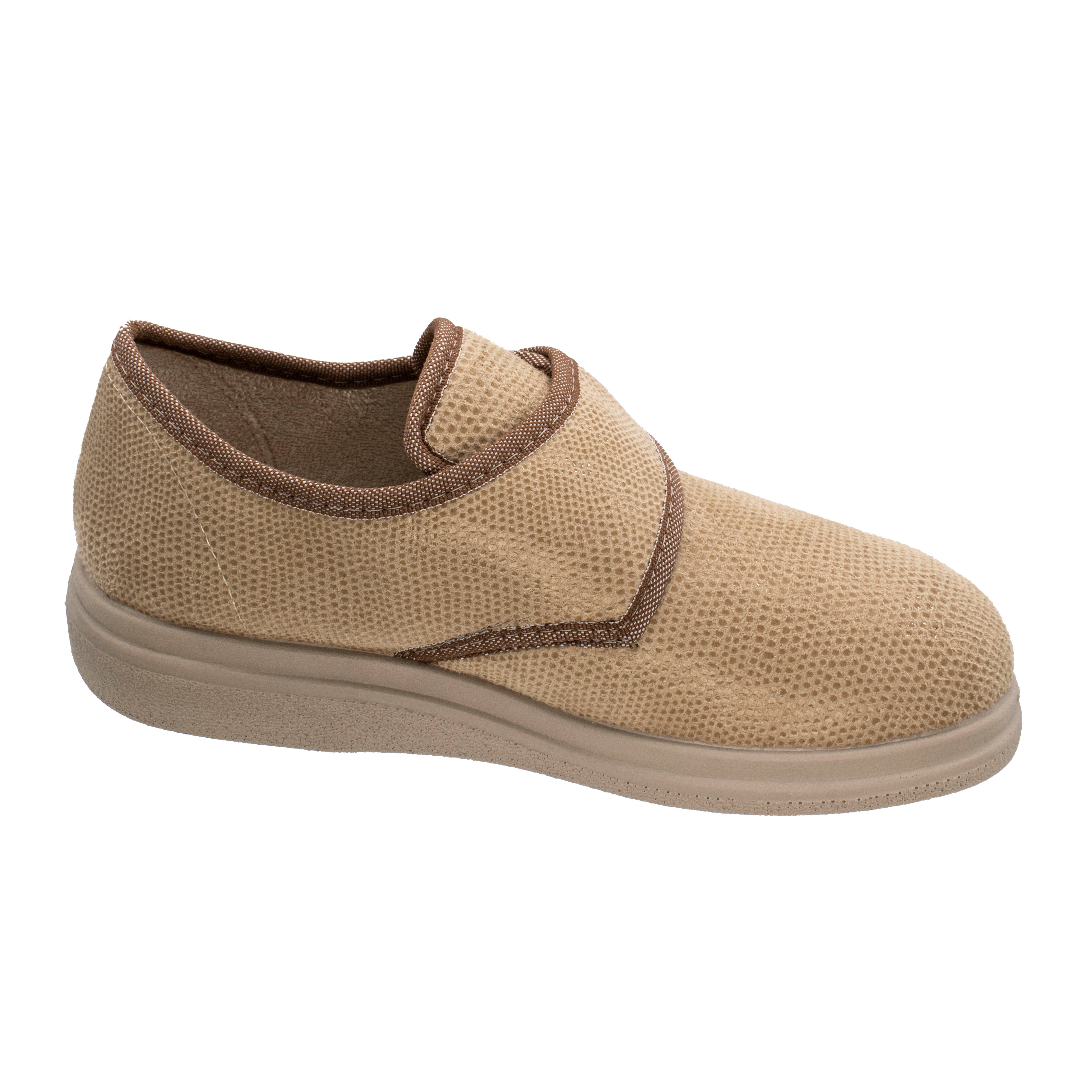 Fischer-Markenschuh Ortho Hausschuh mit Klettverschluss, Weite K, Frotteefutter, Reptilstretch