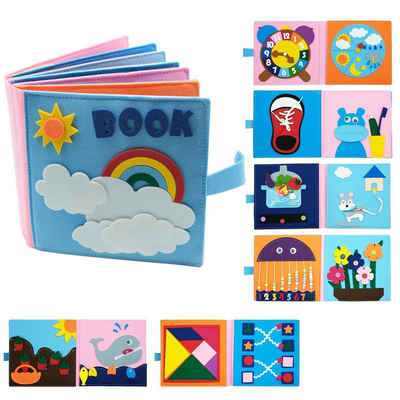 Daisred Stoffbuch Babybücher Stoffbuch Busy Book Kleinkindspielzeug Montessori, Sensorisches Spielzeug