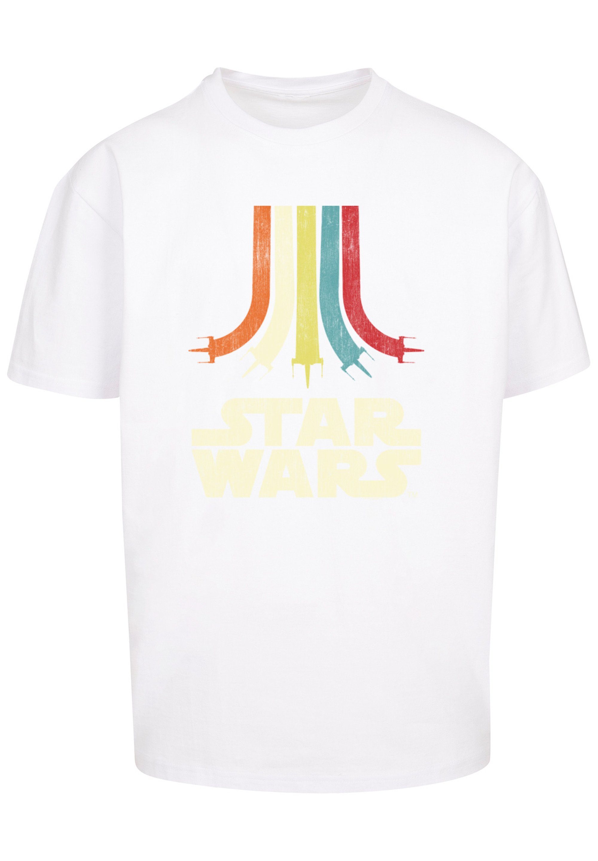 F4NT4STIC Kurzarmshirt Herren Star Wars Retro Rainbow -BLK with Heavy Oversize Tee (1-tlg) white
