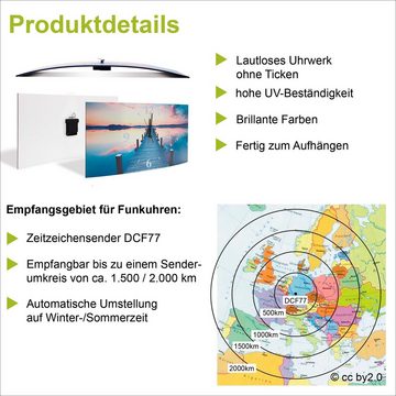 Artland Wanduhr Sonnenuntergang am Strand (3D Optik gebogen, mit Quarz- oder Funkuhrwerk, versch. Größen)