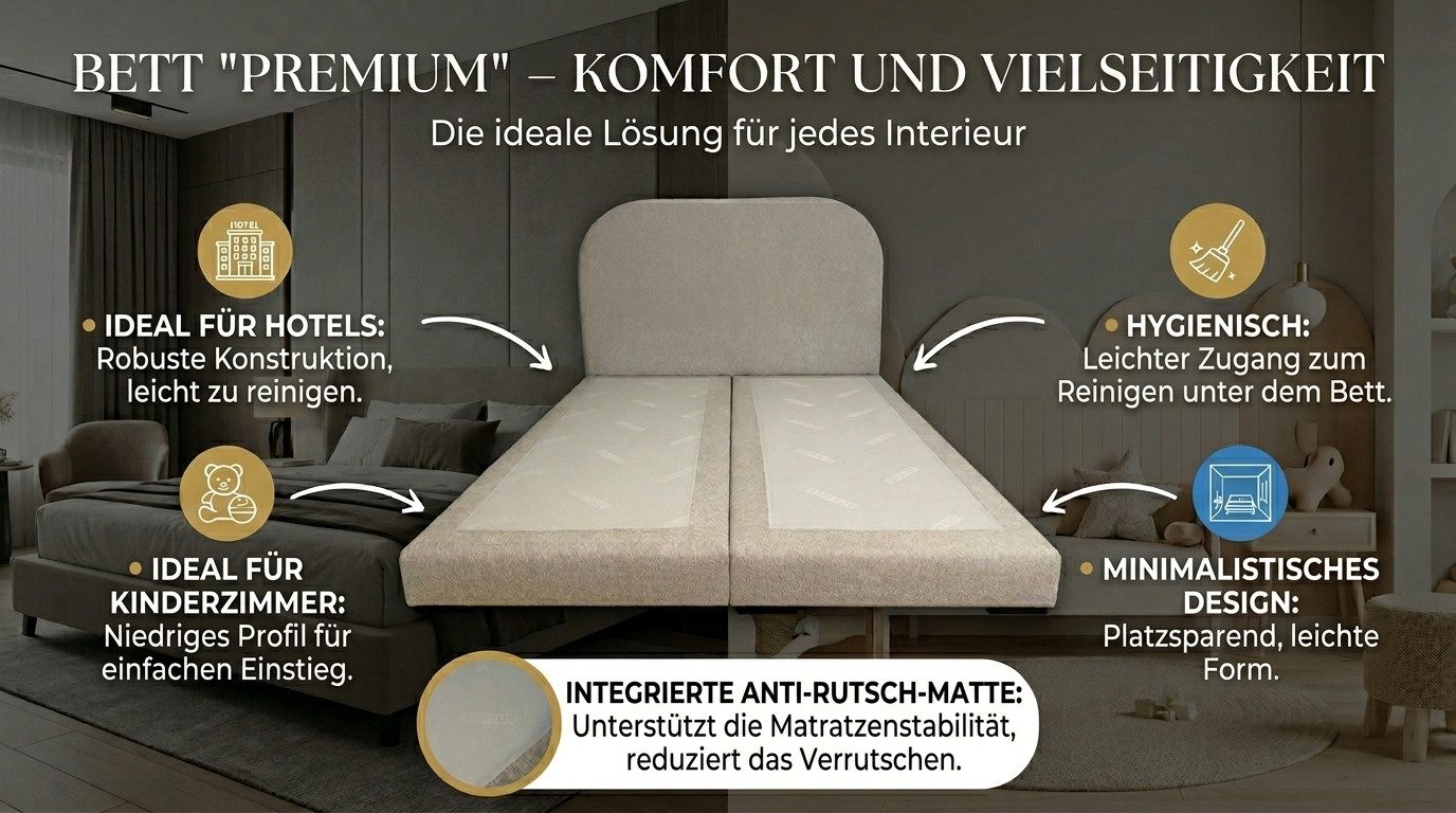 A&J MöbelLand GmbH Polsterbett LEON mit Kopfteil - Stilvolles Bettgestell für Ihr Schlafzimmer (Länge: 209 cm, Höhe Kopfteil: 110 cm, 4 Kopfteil-Varianten, 7 Gr – Bild 5 von 5