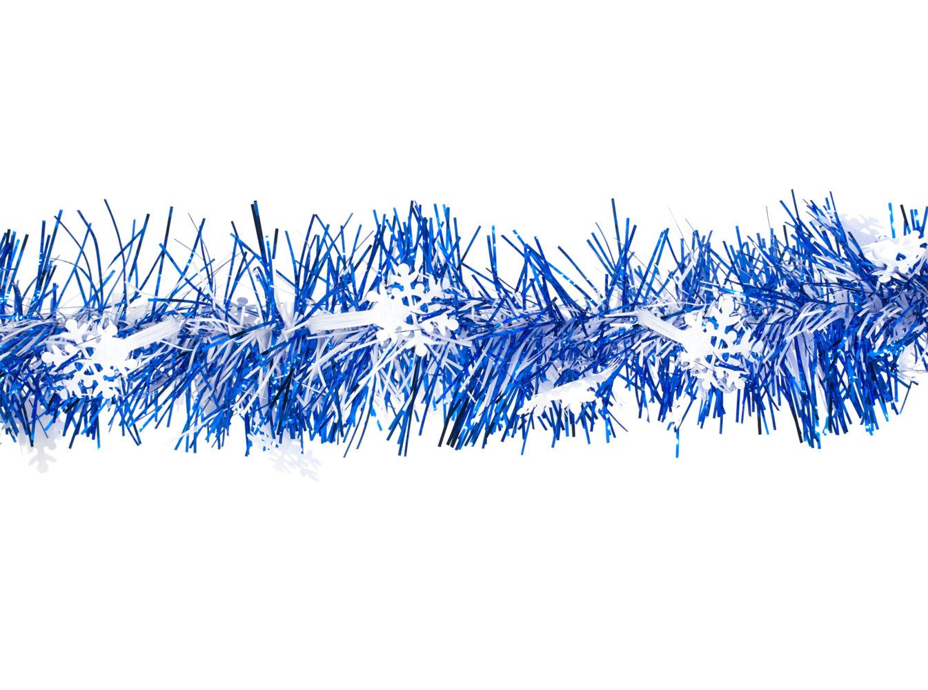 Creativery Girlanden, Weihnachtsgirlande Lametta 8cm x 2m inkl. Schneeflocken Blau / Weiß