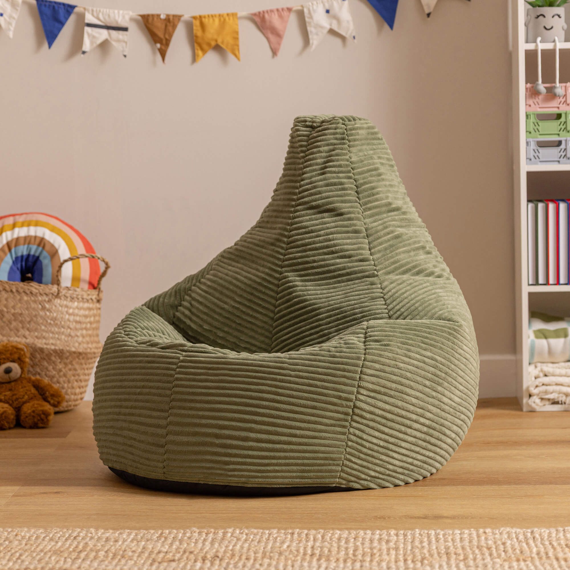 icon Sitzsack Kinder Sessel aus Cord Flauschig „Dalton", 69x59x65cm, Made in Germany, für Kinderzimmer, mit Füllung – Bild 2 von 5
