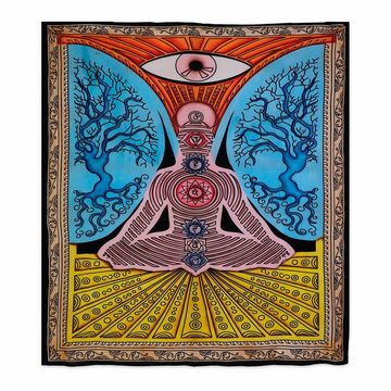 Wandteppich Tagesdecke Wandbehang Deko Yoga Meditation UV Aktiv ca 200x235cm, KUNST UND MAGIE