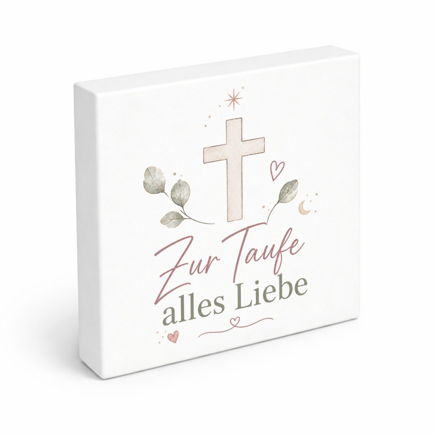 speecheese Holzbild Holzbild in 15x15 cm Zur Taufe alles Liebe Kreuz Holzdeko Mit Spruch:, 15x15 cm
