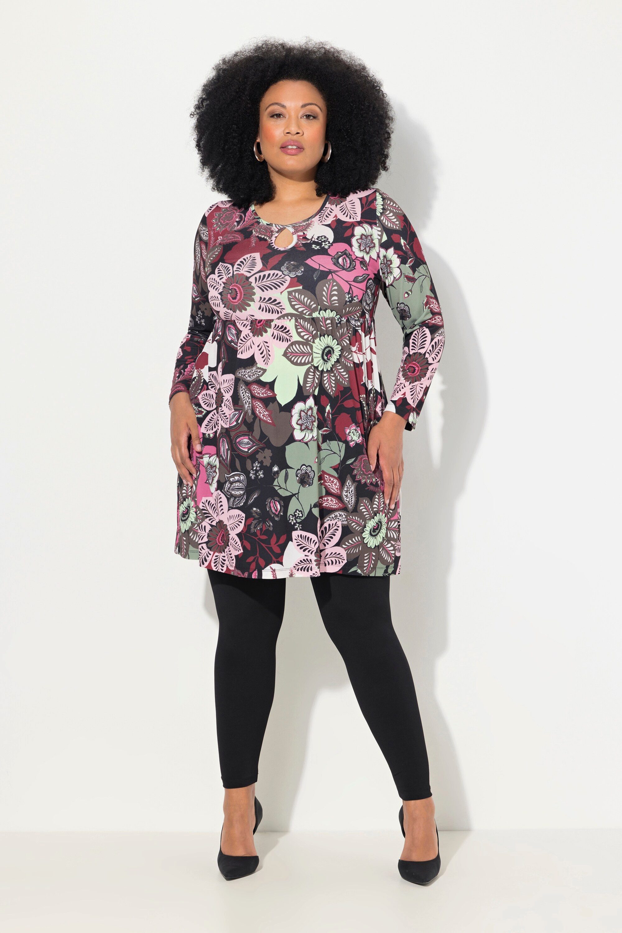 Ulla Popken Longshirt Longshirt A-Linie Rundhals günstig online kaufen