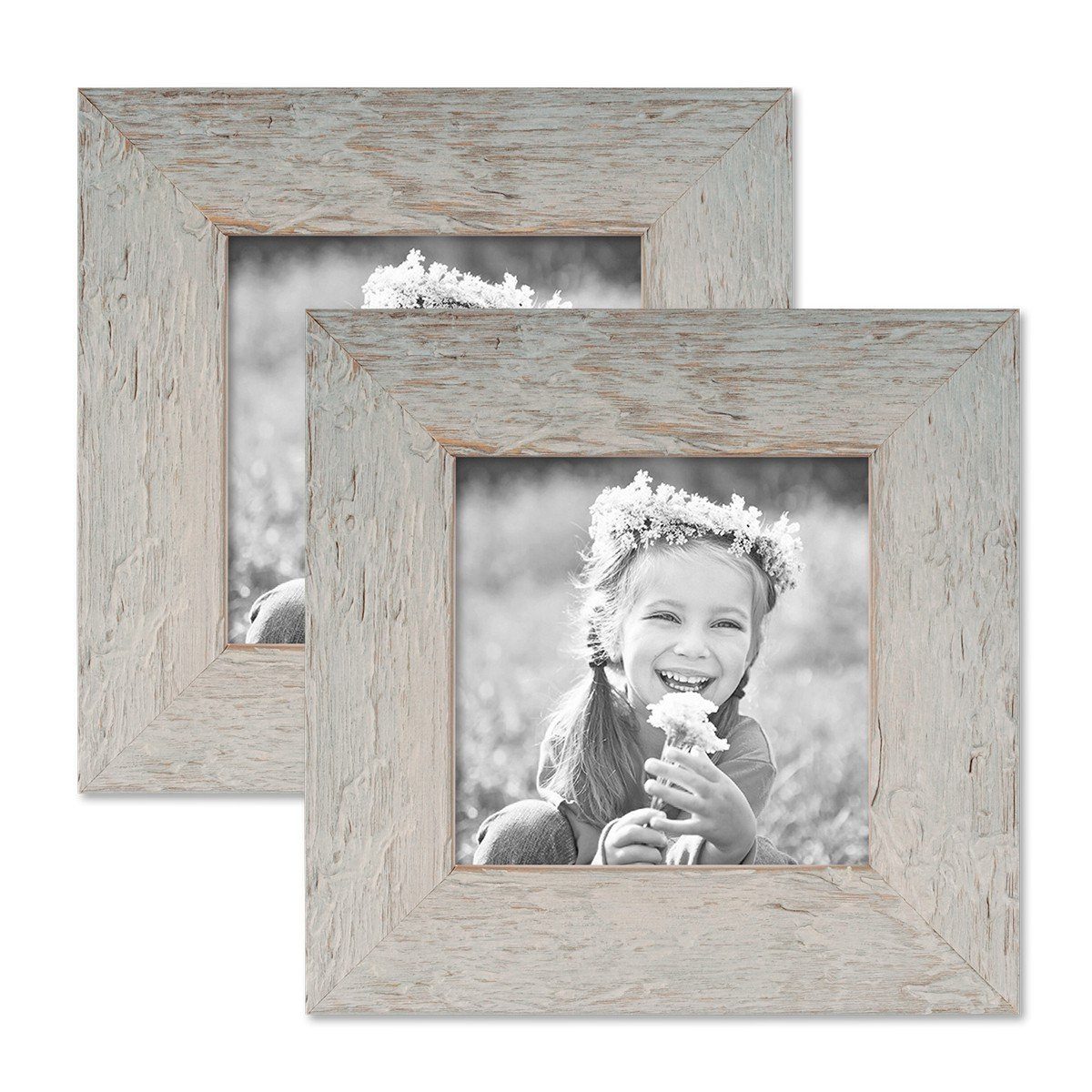 PHOTOLINI Bilderrahmen 2er Set Strandhaus Rustikal Massivholz günstig online kaufen