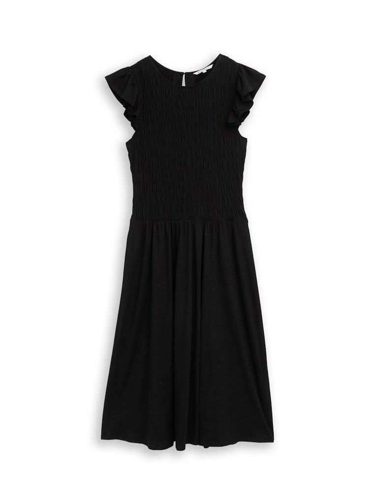 TOM TAILOR Denim Midikleid smocked dress with ruffle slee