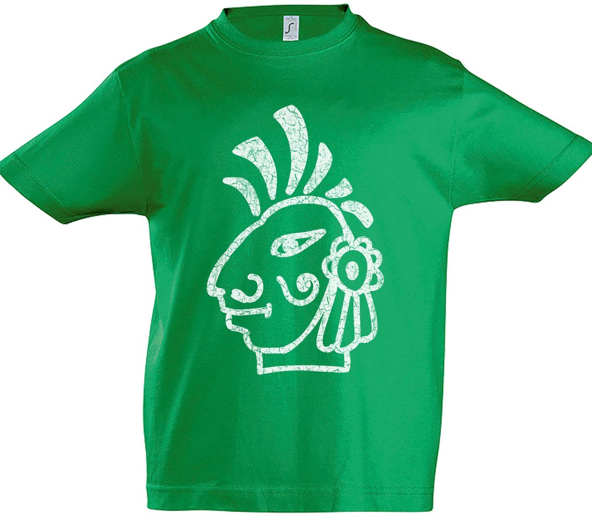 Print-Shirt Aztec Head Kinder T-Shirt Aztecs Azteken Inka Maya Mayans Mayas Tattoo