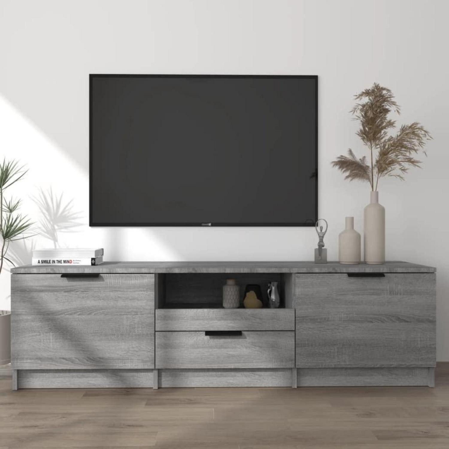 LuxusKollektion TV-Bank TV-Schrank 140x35x40cm Grau Sonoma Holzwerkstoff (1 St)