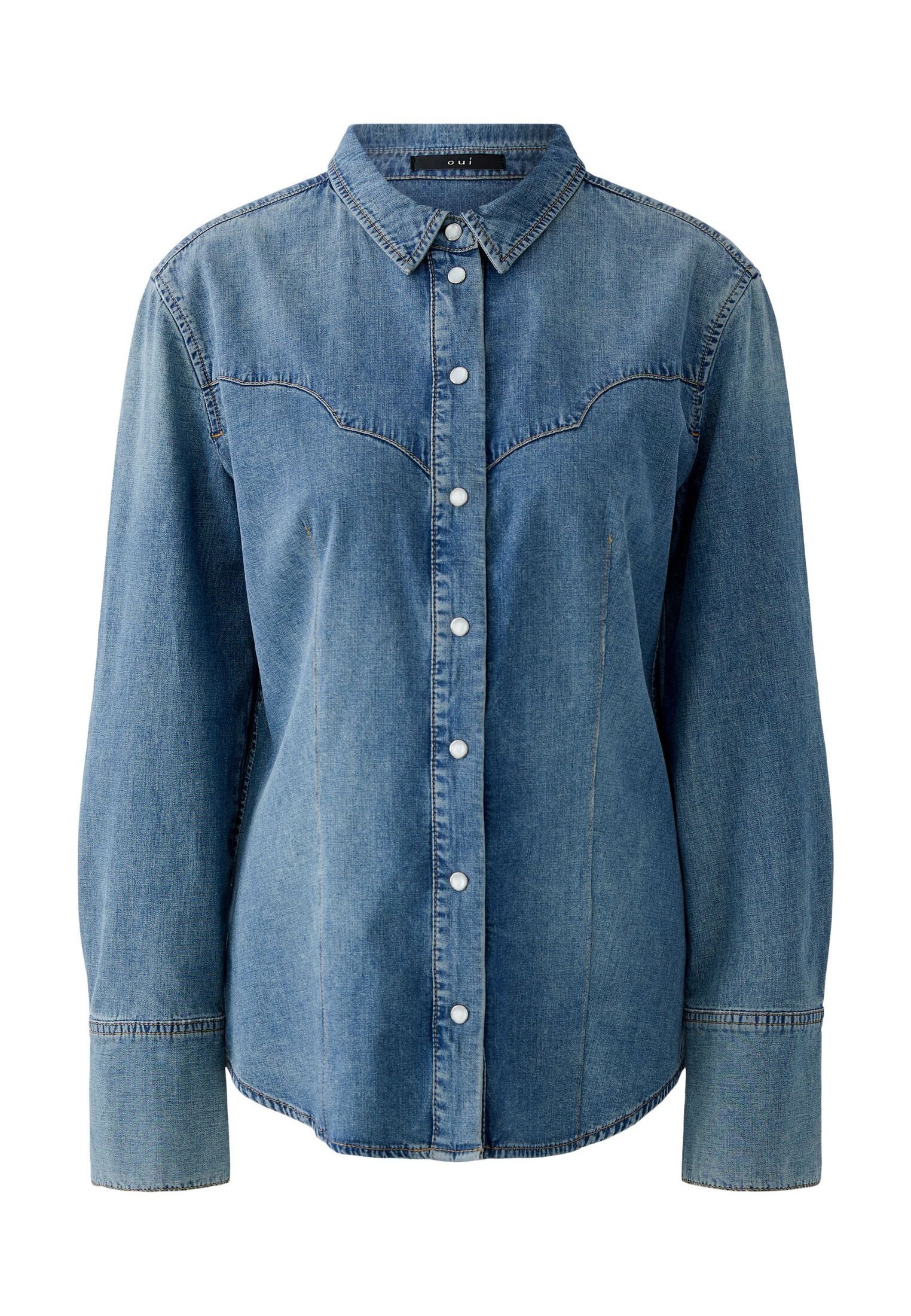 Oui Langarmbluse Jeanshemd