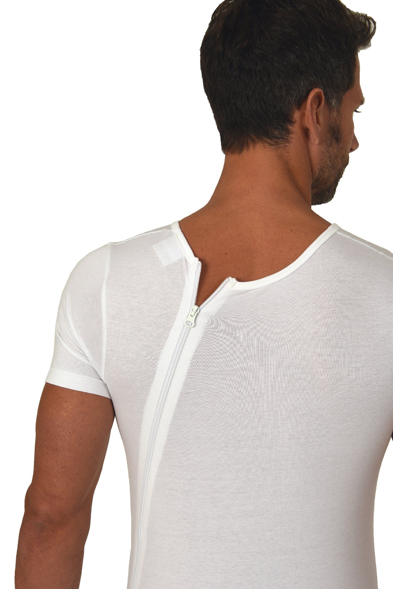 Normann Pyjama Pflegebody kurzarm UNISEX mit diagonalem Reißverschluss am Rücken – Bild 3 von 4