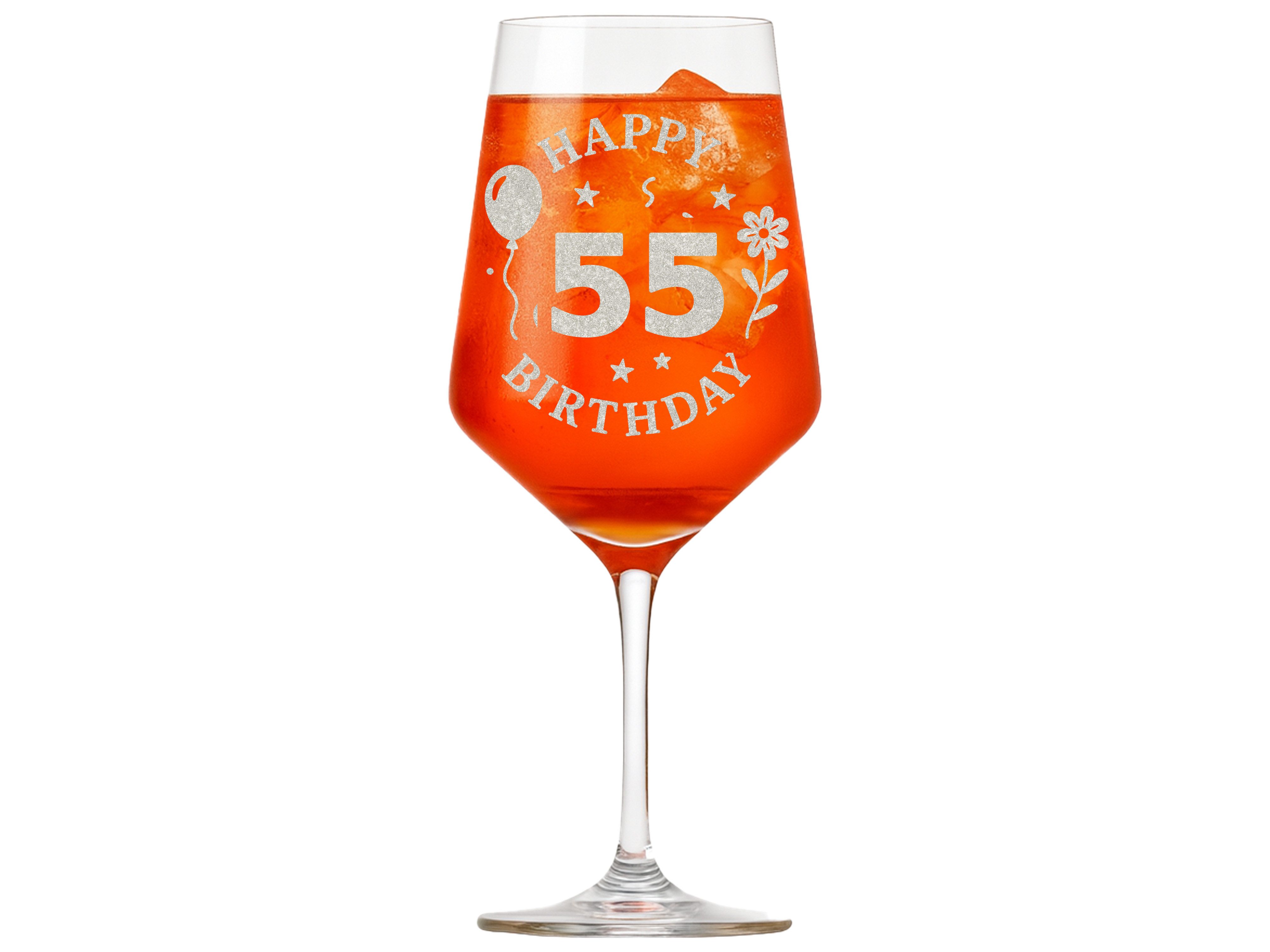 Valhalla Weinglas Gravur Happy Birthday 55 - 350ml spülmaschinenfest, 1-tlg., Glas, Atemberaubende Darstellung