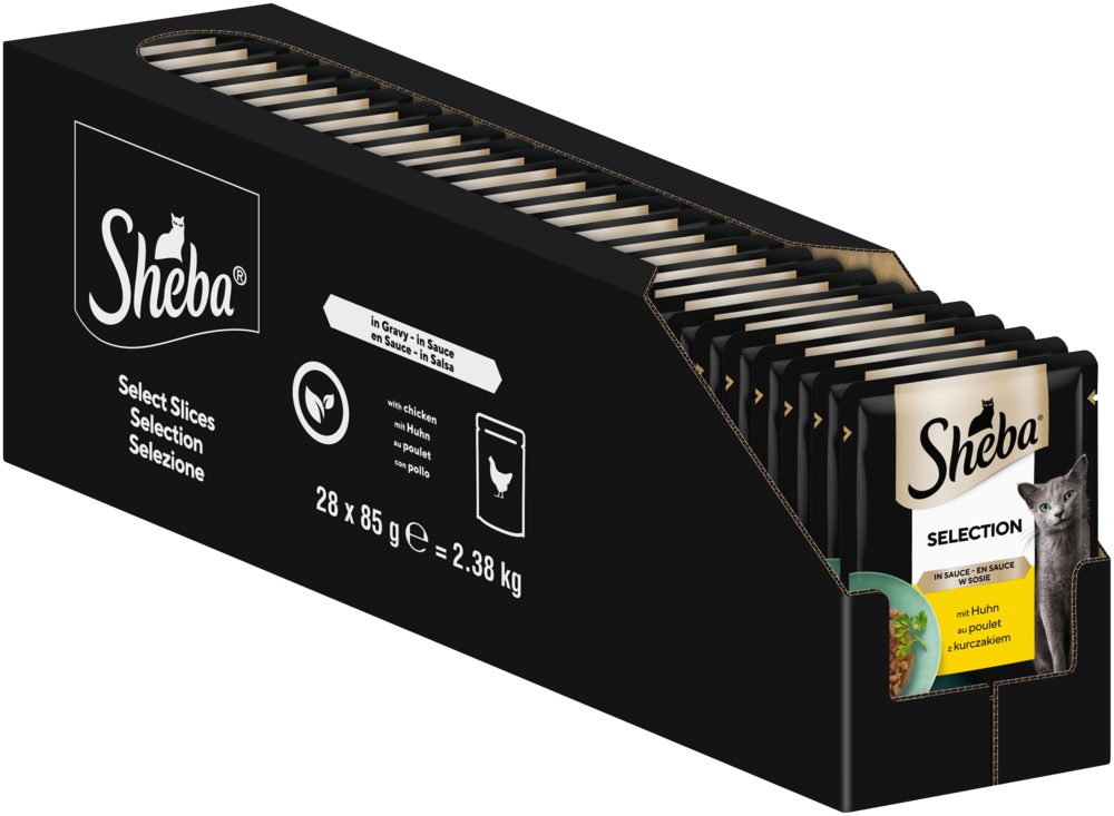 Sheba SHEBA® Portionsbeutel Selection in Sauce mit Huhn 28 x 85g, Nassfutter für: Katze