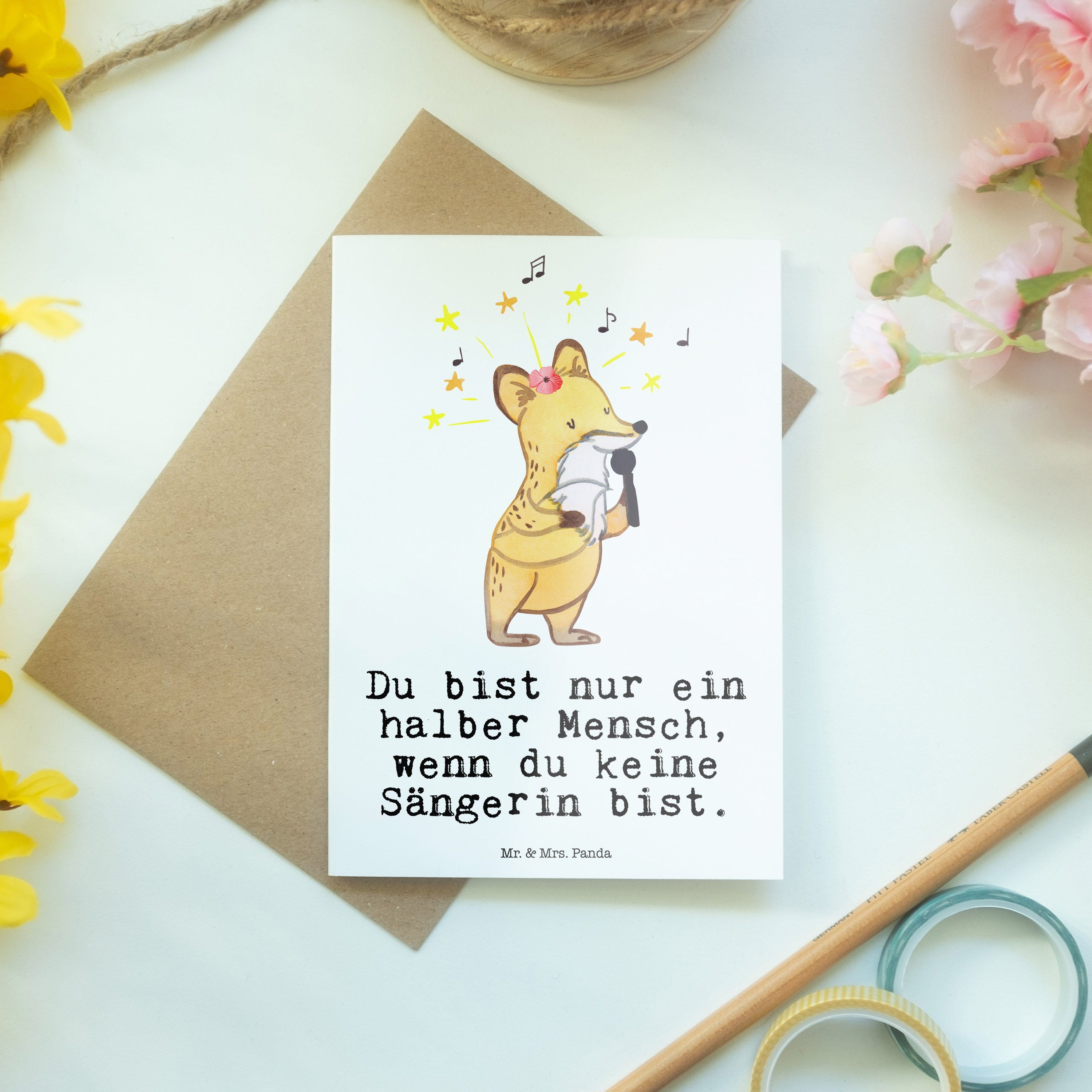 & Mrs. - Panda Geburtstagskarte, Geschenk, - Mr. Klappka Sängerin Herz mit Grußkarte Karte, Weiß