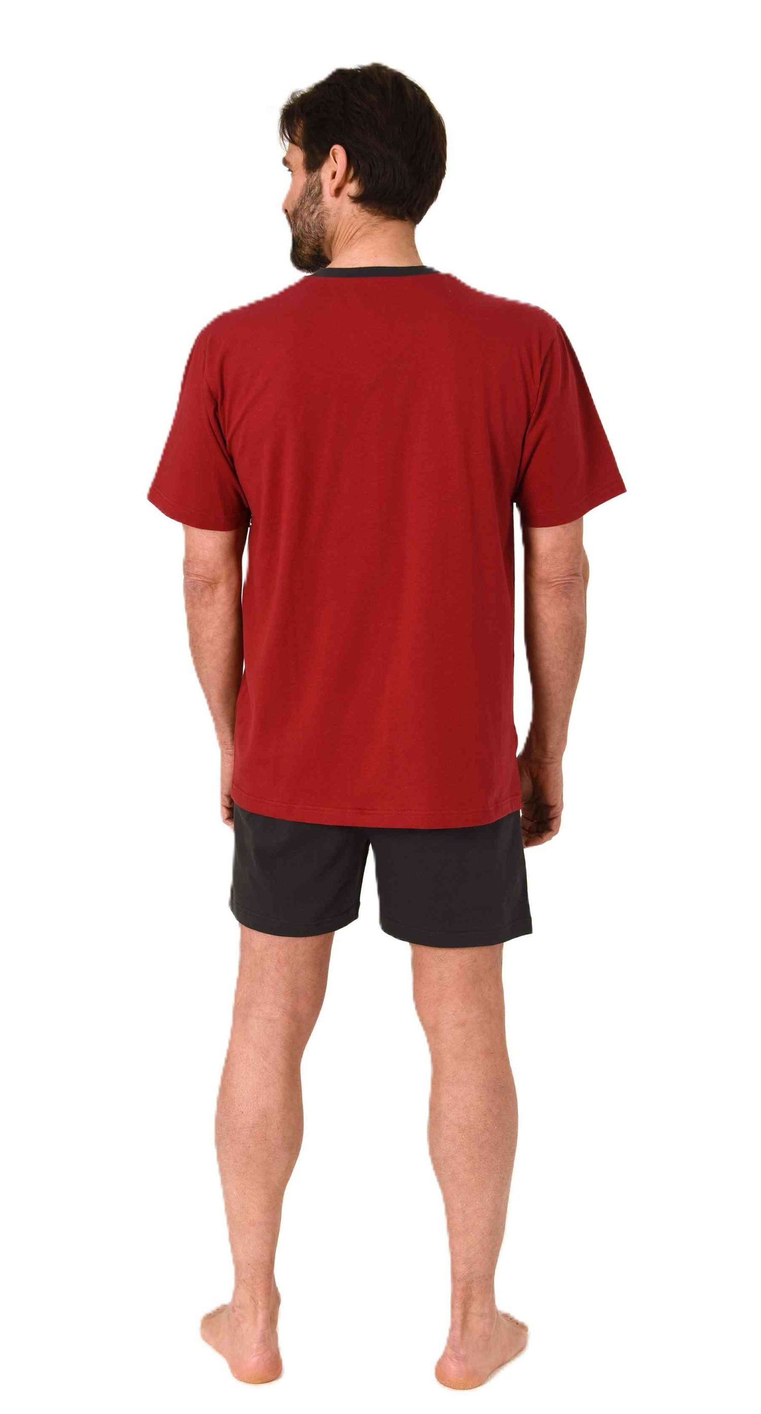 Normann Pyjama Normann Herren Schlafanzug kurzarm Shorty mit stilvollen Frontprint