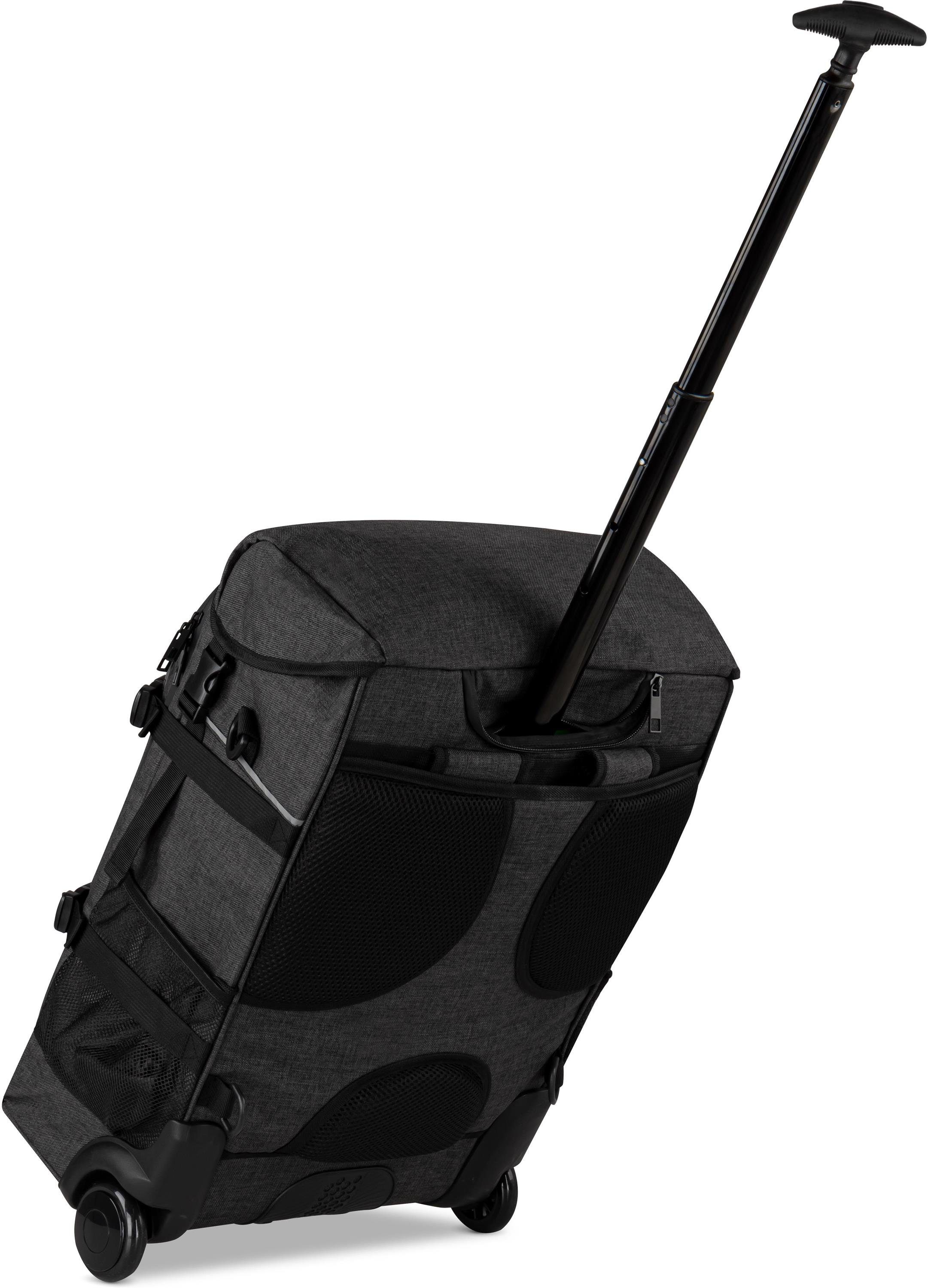 normani Reisetasche Rucksack mit Trolleyfunktion 37 in 3-in-1 und L Limette Regenüberzug, Handgepäckgröße Reisetasche