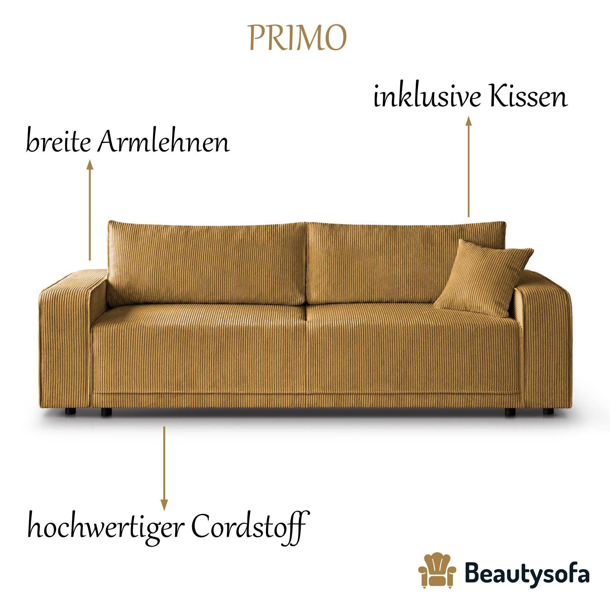 Beautysofa Schlafsofa PRIMO, modernes Design Sofa, mit Relaxfunktion