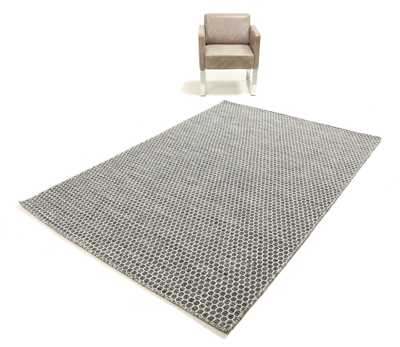 Carpet Avenue Teppich Kelim Morris - Schwarz / Grau 230x160, Rechteck, Höhe: 4 mm