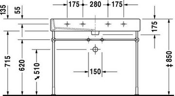 Duravit Einbauwaschbecken Duravit Waschtisch VERO m ÜL HLB 1000x47