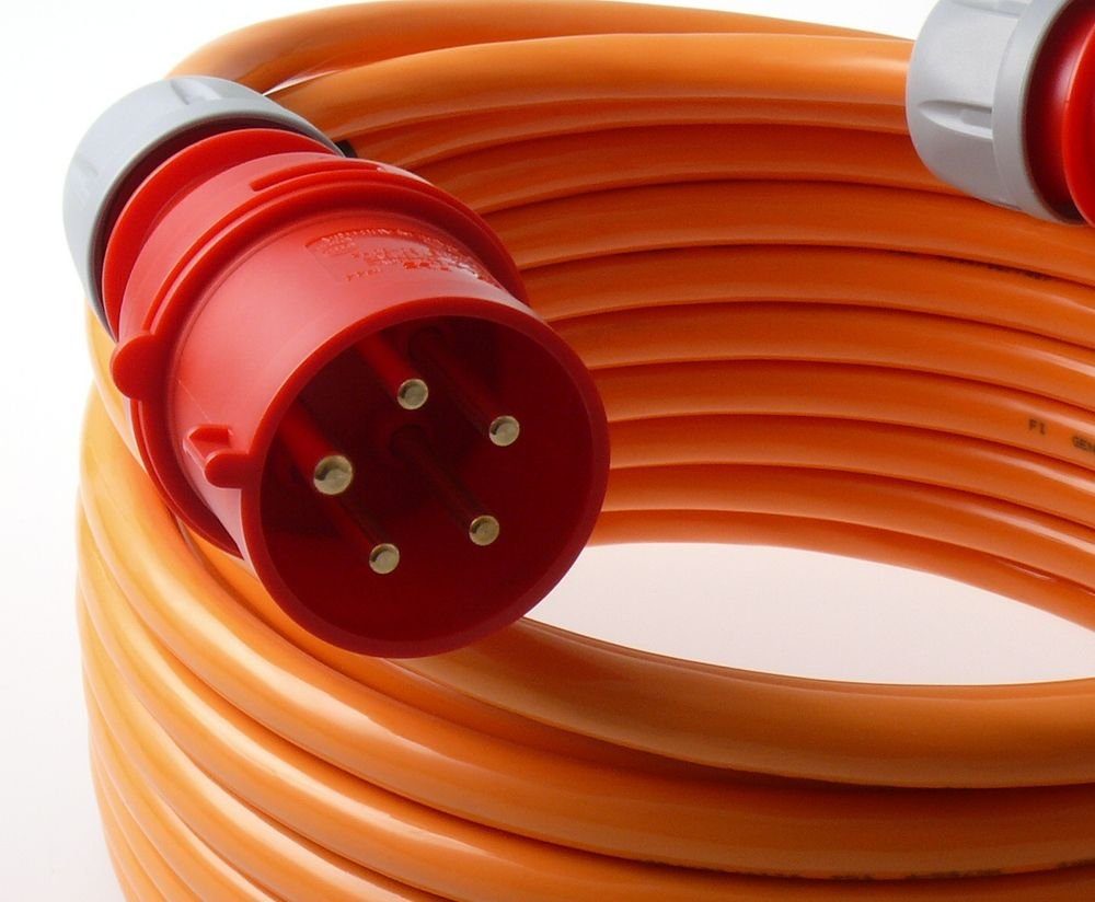maxgo® CEE Starkstromkabel H07BQ-F PUR (3000 Elektro-Kabel, 30m Phasenwender 5G4 32A cm) PCE